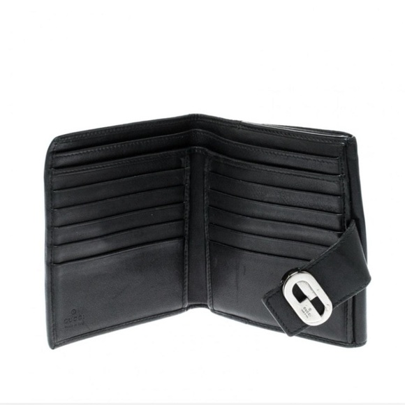 Gucci Black Leather Bifold Wallet w/ Silver Snap | Made in Italy - Picture 2 of 8
